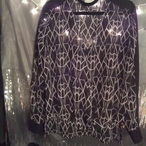 Geometric Black and White Women's Top